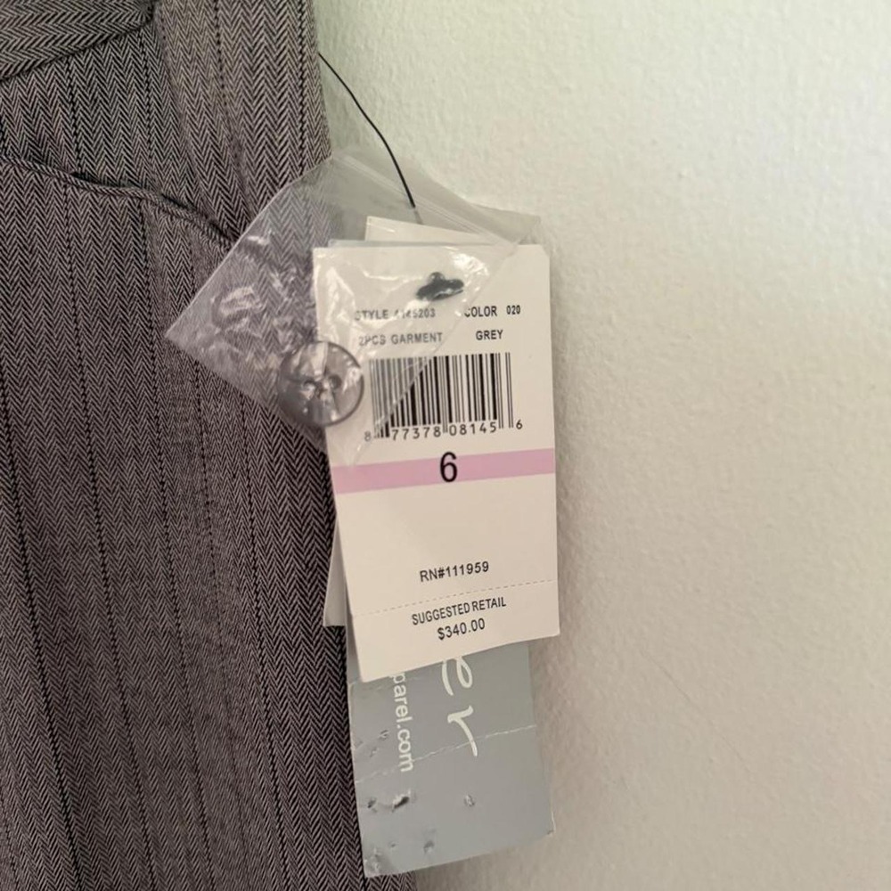 Kasper Gray Herringbone Pinstripe Twee Tailored Trousers Pants 6 NEW - Picture 2 of 3